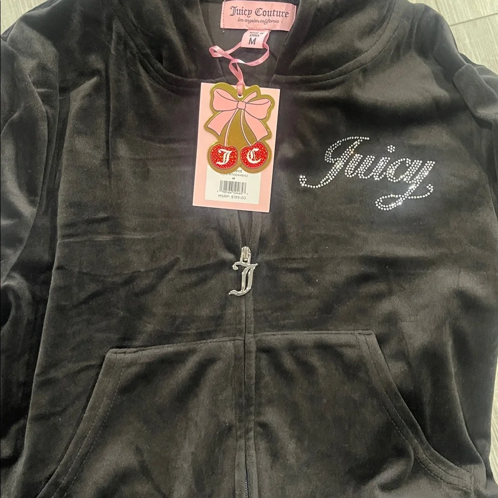 Juicy Couture Black Velour Hoodie Jumpsuit - Picture 4 of 4